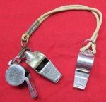British WWII Military Style Whistle Lot & Lanyard, The Acme …