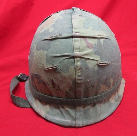  US Vietnam War GI Steel Helmet, 1969 Contract Helmet Cover — image 3