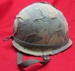 US Vietnam War GI Steel Helmet, 1969 Contract Helmet Cover