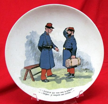  French WWI Era, Decorative Plate, Reservist Soldiers — image 2