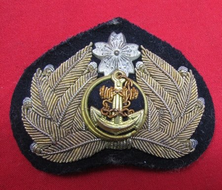  Japanese WWII Imperial Navy Officers Bullion Hat Insignia — image 2