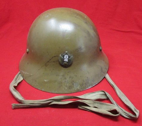  Japanese WWII Civil Defense/Factory Helmet, Kanji Marked Liner — image 2