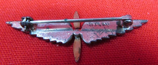  US WWII Army Aircorps Sweetheart 1.5 Inch Winged Prop Emblem, Sterling — image 3
