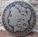 US Silver Coin, Morgan Dollar, 1890, New Orleans Mint