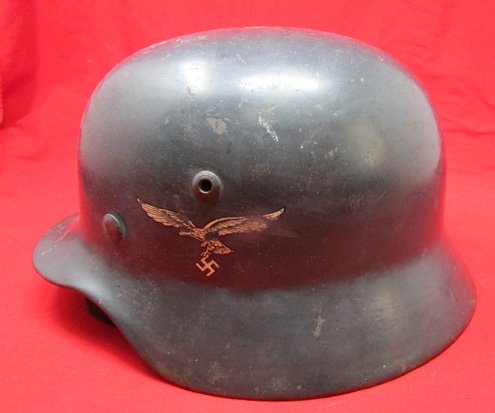  German WWII Luftwaffe M1935 Double Decal Helmet, SE64 Named, Unit Marked Flak Rgt 5 — image 3