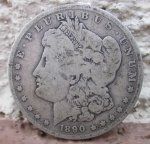 US Silver Coin, Morgan Dollar, 1890 New Orleans Mint