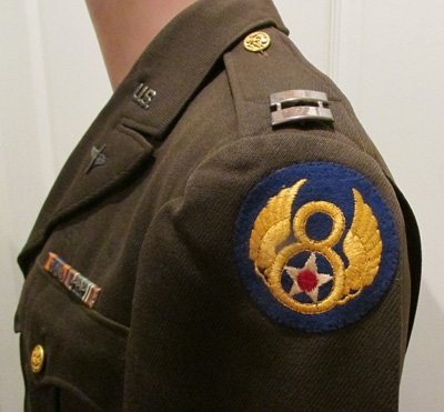  US WWII Army Air Corps Officer Belted Jacket, 8th Air Force, Sterling Insignia — image 3
