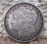 US Silver Coin, Morgan Dollar, 1904, New Orleans Mint