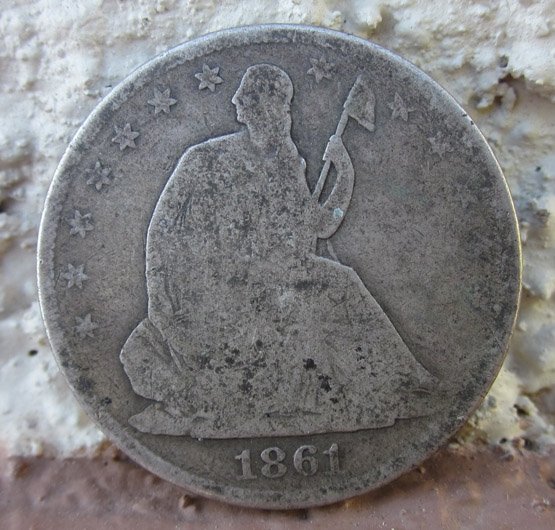  US Civil War, Seated Liberty Half Dollar Coin, New Orleans Mint 1861 — image 2
