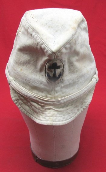  Japanese WWII Navy Enlisted White Cotton Field Cap, Black Anchor — image 2