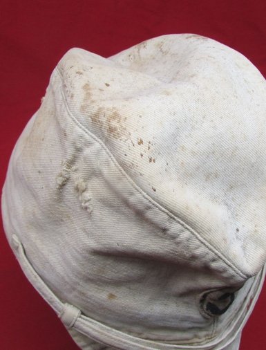  Japanese WWII Navy Enlisted White Cotton Field Cap, Black Anchor — image 3