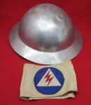 US WWII Civil Defense Helmet and Armband, Identified Kirkwood Missouri