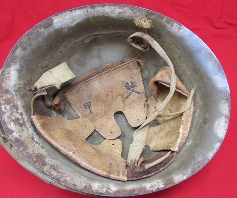  Japanese WWII Army Battle Damaged Helmet & Matching Cover, Same Spot — image 8