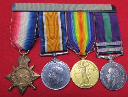  British WWI 4 Place Medal Bar, Trio & 1918 General Service Medal, R.G.A — image 2