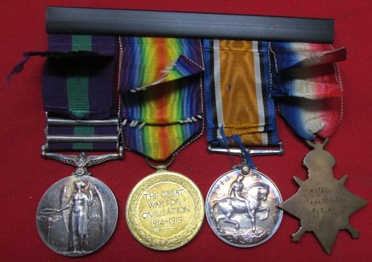  British WWI 4 Place Medal Bar, Trio & 1918 General Service Medal, R.G.A — image 3