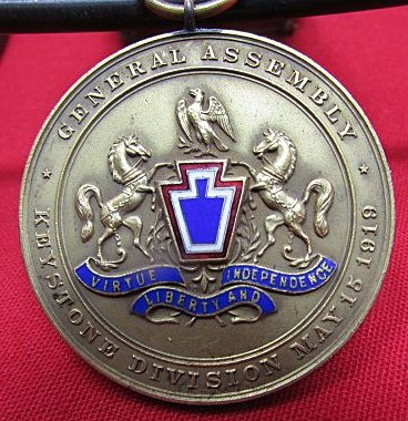  US WWI Pennsylvania General Assembly Keystone Division Medal 1919 — image 3