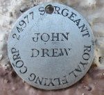 British WWI, Royal Flying Corps Identity Disc, 1 Franc French …