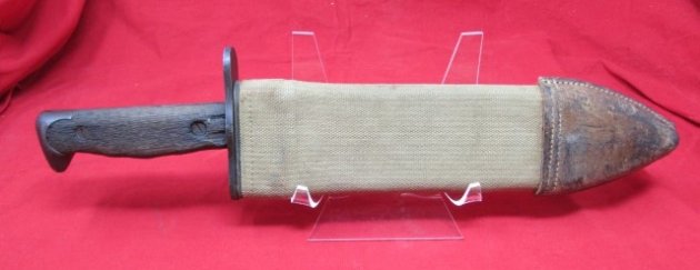  US WWI M1917 Bolo Knife, Plumb 1918 Canvas & Leather Scabbard — image 2