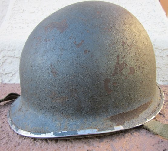  US WWII M1 Fixed Bale Navy Used Helmet & Liner, Lot 400A — image 6