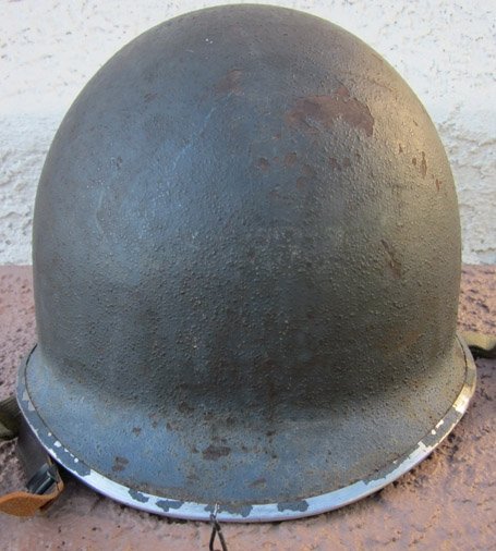  US WWII M1 Fixed Bale Navy Used Helmet & Liner, Lot 400A — image 7
