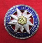 German Post WWII, German Alpine Association, 40 Year Membership Badge