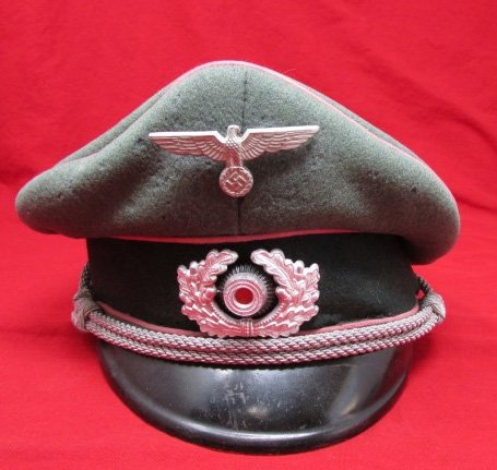  German WWII Army Panzer Officers Visor Hat, East Prussian Retailer — image 2