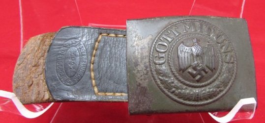  German WWII Steel Army Buckle & Tab, N&H 1941 — image 2