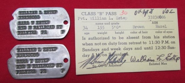  US WWII NOK Dog Tag Set and Class B Pass, Pennsylvania Soldier — image 2