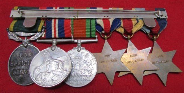  British WWII 6 Place Medal Bar, Capt.L.H.Tiley 242191 — image 5