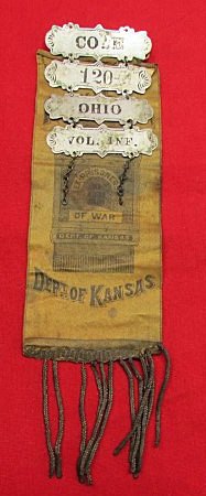 US Post Civil War Ladder Badge, 120th Ohio Infantry POW Reunion Ribbon — image 2