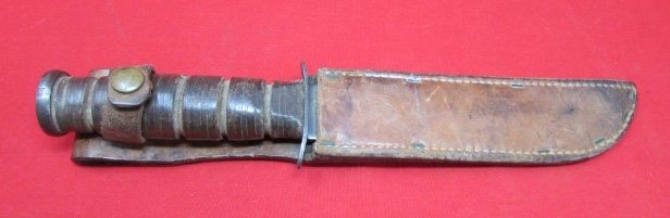  US WWII USMC Kabar Utility Knife & Leather Sheath — image 2