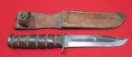  US WWII USMC Kabar Utility Knife & Leather Sheath — image 4