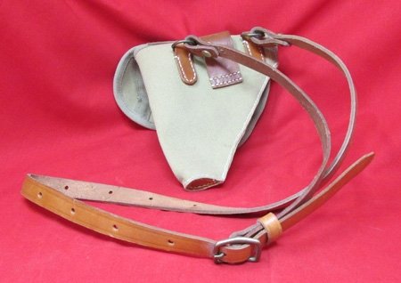  Japanese WWII Reproduction Type 94 Canvas Holster and Leather Carrying Strap — image 3