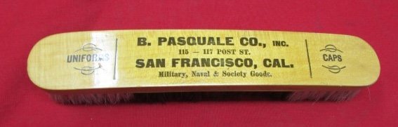  US WWI Era B. Pasquale Company Clothing Brush, 115-117 Post Street, San Francisco, 7 Inch — image 2
