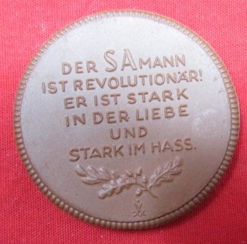  German WWII Meissen, SA Dresden 1934 Auf Marsch Table Medal — image 2