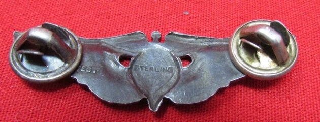  US WWII Flight Nurse 2 Inch Wings, Clutchback, Sterling — image 3