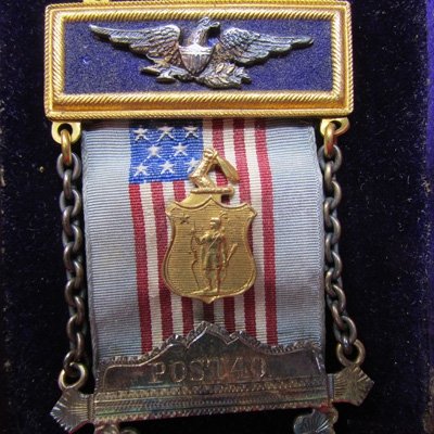  US Post Civil War, Silver & Gold GAR Post Commander's Badge, 12th New Hampshire Veteran — image 3