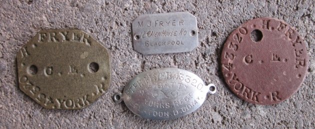  British WWI Identity Tag Grouping, 4, Henry Fryer, Yorkshire Rgt — image 2