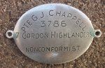 British WWI, Private Purchase Identity Disc, Gordon Highlanders, Silver
