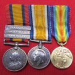 British Boer Wart-WWI 3 Place Miniature Medal Bar
