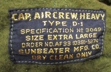  US, Immediate Post-WWII Aircrew Cap, D-1 Extra Large — image 5