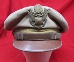 US WWII Army Officer Tan, Summer Weight Wool Visor Hat