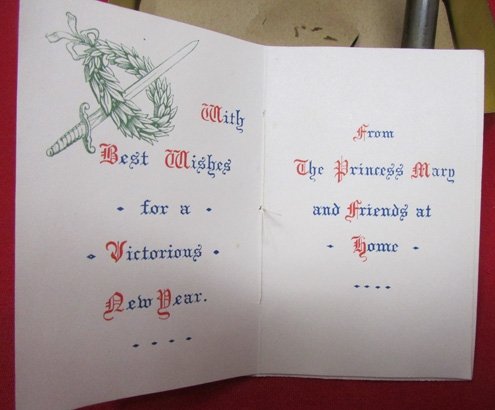  British WWI, Princess Mary Tin, Christmas 1914, Greeting Card & Bullet Pencil — image 4
