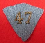 French WWI NCO Regimental Collar Insignia, 47th, Single