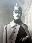 German WWI Formal Portrait, Prussian Soldier & Pickelhaube