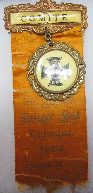  US, German, Franco-Prussian War Veterans Ribbon, Dubuque Iowa 1906 — image 2