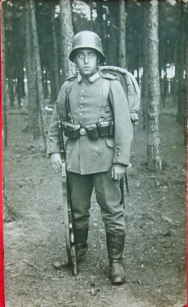  German WWI, Real Photo Postcard, Helmeted Soldier — image 2