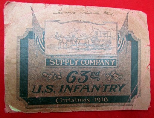  US WWI 63rd Infantry Supply Co. 1918 Christmas Dinner Program — image 2