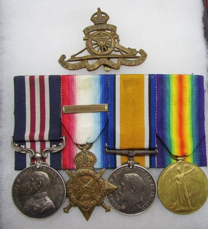  British WWI Military Medal, Four Place Medal Bar, Royal Artillery, 'Old Contemptible' — image 2