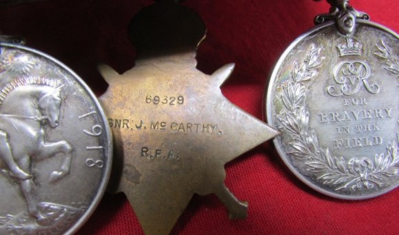  British WWI Military Medal, Four Place Medal Bar, Royal Artillery, 'Old Contemptible' — image 5